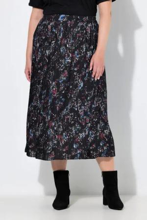 Ulla Popken Plisseerock Plissee-Midirock Schmetterlinge A-Linie