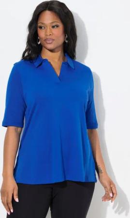 Ulla Popken Poloshirt Poloshirt A-Linie Halbarm Pima Cotton