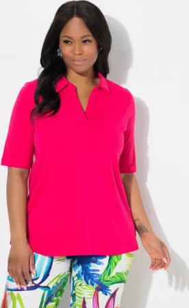 Ulla Popken Poloshirt Poloshirt A-Linie Halbarm Pima Cotton