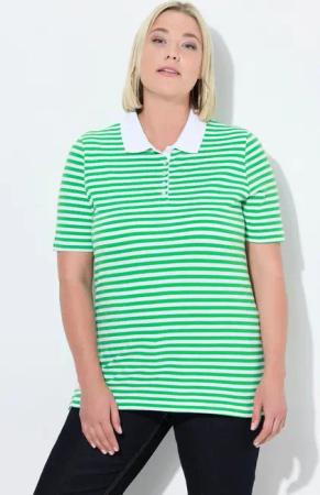Ulla Popken Poloshirt Poloshirt Classic Fit Piqué Ringel Halbarm