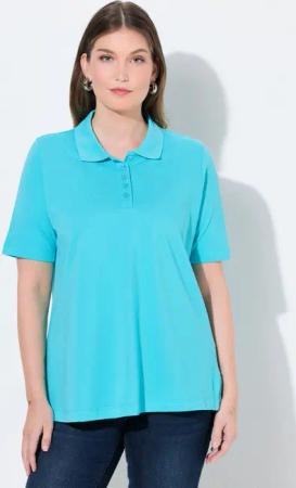 Ulla Popken Poloshirt Poloshirt längere Knopfleiste Polokragen Halbarm