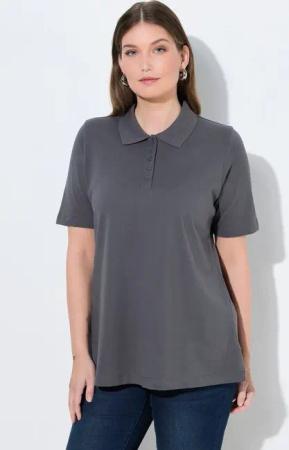 Ulla Popken Poloshirt Poloshirt längere Knopfleiste Polokragen Halbarm