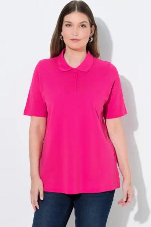 Ulla Popken Poloshirt Poloshirt längere Knopfleiste Polokragen Halbarm