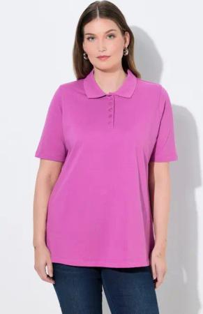 Ulla Popken Poloshirt Poloshirt längere Knopfleiste Polokragen Halbarm