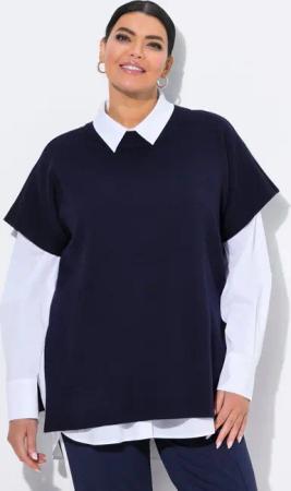 Ulla Popken Pullunder Pullunder Oversized Stehkragen ärmellos