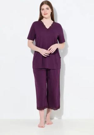 Ulla Popken Pyjama Pyjama Lochstickerei Halbarm Modalmix