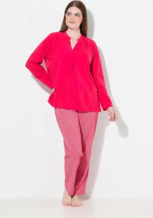 Ulla Popken Pyjama Pyjama Muster Rundhals Langarm