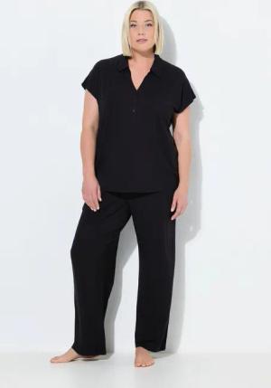 Ulla Popken Pyjama Pyjama oversized Zweiteiler Hemdkragen Halbarm