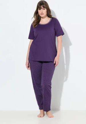 Ulla Popken Pyjama Pyjama Punkte Rundhalsausschnitt Halbarm