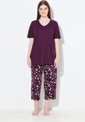 Ulla Popken Pyjama Pyjama Punkte V-Ausschnitt Langarm Taschen