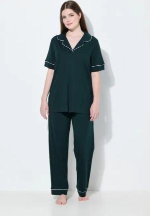 Ulla Popken Pyjama Pyjama Zierpaspeln Reverskragen Halbarm