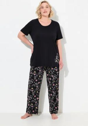 Ulla Popken Pyjama Pyjama Zweiteiler Scribble-Herz Halbarm lange Hose