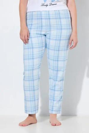 Ulla Popken Pyjama Pyjamahose Karomuster gerades Bein Elastikbund