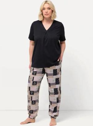 Ulla Popken Pyjama Schlafanzug V-Ausschnitt Halbarm Modalmix