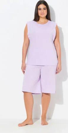 Ulla Popken Pyjama Shorty Zweiteiler Rundhals ärmellos weites Bein