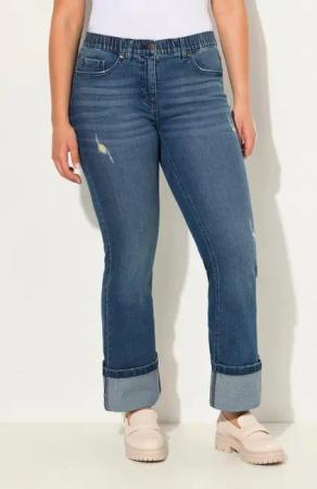 Ulla Popken Regular-fit-Jeans 7/8-Jeans Mary weites Bein Destroy-Effekte