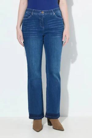 Ulla Popken Regular-fit-Jeans Bootcut-Jeans Sarah ausgestellt Fransensaum
