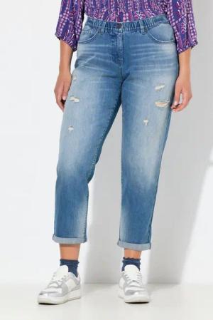 Ulla Popken Regular-fit-Jeans Boyfriend-Jeans Destroy-Effekte Komfortbund