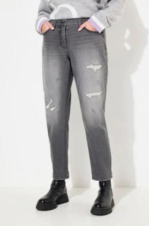Ulla Popken Regular-fit-Jeans Boyfriend-Jeans Destroy-Effekte Stretch