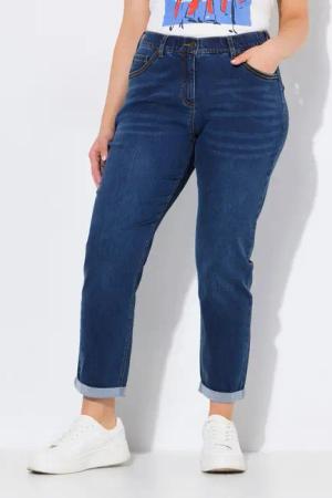 Ulla Popken Regular-fit-Jeans Boyfriend-Jeans weites Bein 5-Pocket-Hose recycelt