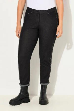 Ulla Popken Regular-fit-Jeans Boyfriend-Jeans weites Bein Denim-Streifen Vintage