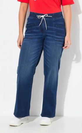 Ulla Popken Regular-fit-Jeans Jeans Mary weites ausgestelltes Bein Elastikbund