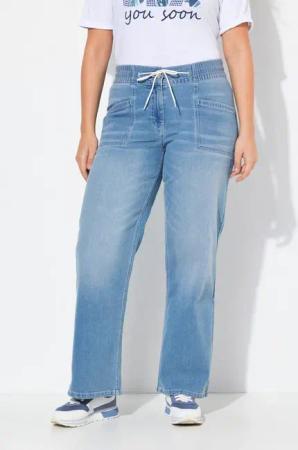 Ulla Popken Regular-fit-Jeans Jeans Mary weites ausgestelltes Bein Elastikbund
