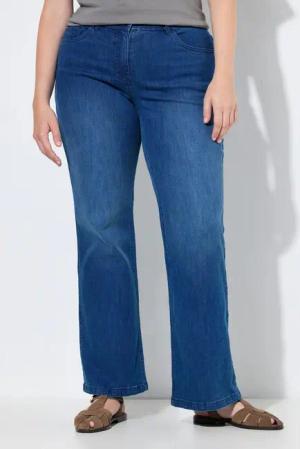 Ulla Popken Regular-fit-Jeans Jeans Mary weites Bein Elastikbund Biobaumwolle