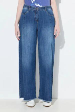 Ulla Popken Regular-fit-Jeans Jeans Mary weites Bein Fransensaum Stretchdenim