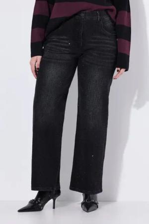 Ulla Popken Regular-fit-Jeans Jeans Mary weites gerades Bein Ziersteine