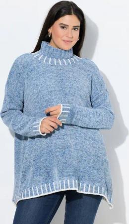Ulla Popken Rollkragenpullover Pullover Chenille Oversized Stehkragen Langarm