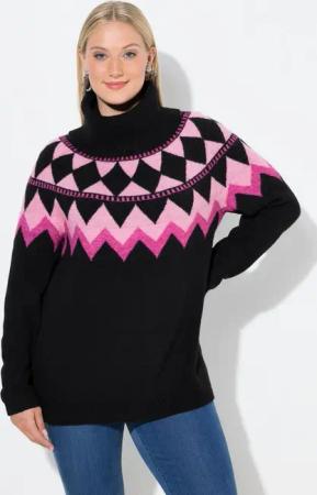 Ulla Popken Rollkragenpullover Pullover Norwegermuster Rollkragen Langarm