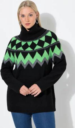 Ulla Popken Rollkragenpullover Pullover Norwegermuster Rollkragen Langarm