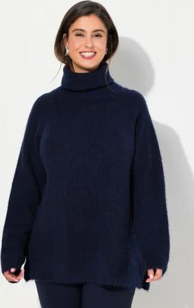 Ulla Popken Rollkragenpullover Pullover Rippstrick Rollkragen Langarm recycelt