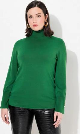 Ulla Popken Rollkragenpullover Pullover Rollkragen Zierknöpfe Langarm