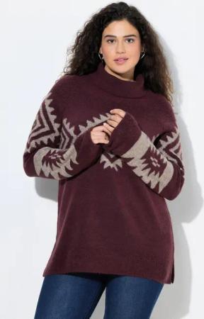 Ulla Popken Rollkragenpullover Pullover Strickmuster Rollkragen Raglan-Langarm
