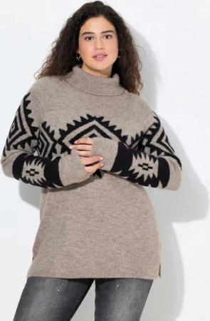 Ulla Popken Rollkragenpullover Pullover Strickmuster Rollkragen Raglan-Langarm