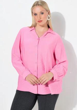 Ulla Popken Satinbluse Bluse Struktur Hemdkragen Langarm