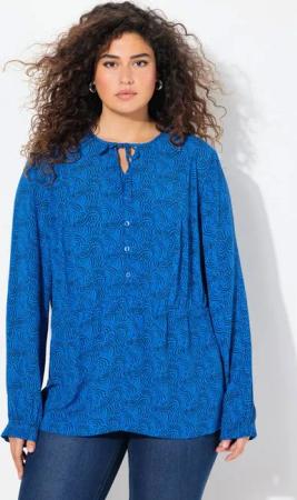 Ulla Popken Satinbluse Tunika Wellenmuster A-Linie Tunika-Ausschnitt