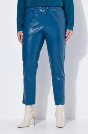 Ulla Popken Schlupfhose 7/8-Hose Lederoptik Biesen Elastikbund