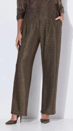 Ulla Popken Schlupfhose Glitzerhose Rose weites ausgestelltes Bein