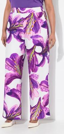 Ulla Popken Schlupfhose Hose Blüten weites Bein Elastikbund