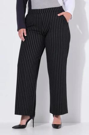 Ulla Popken Schlupfhose Hose Mary Nadelstreifen weites Bein Elastikbund