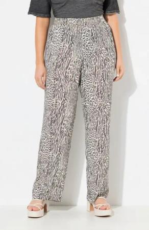 Ulla Popken Schlupfhose Hose Rose Animaldruck weites Bein Elastikbund