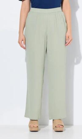 Ulla Popken Schlupfhose Hose Rose weites Bein Elastikbund Viskosekrepp