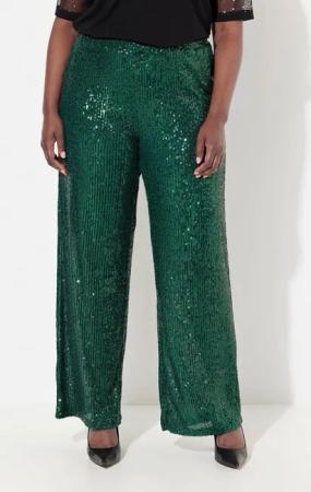 Ulla Popken Schlupfhose Hose weites Bein Pailletten Elastikbund