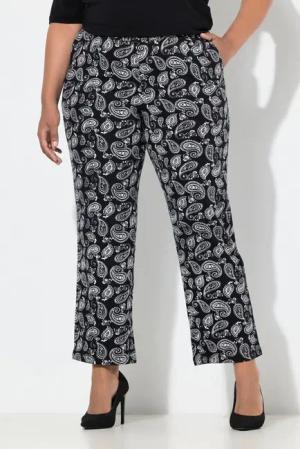 Ulla Popken Schlupfhose Jerseyhose Paisley weites Bein Elastikbund