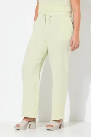 Ulla Popken Schlupfhose Musselin-Schlupfhose Rose weites Bein Elastikbund