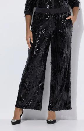 Ulla Popken Schlupfhose Paillettenhose weites ausgestelltes Bein