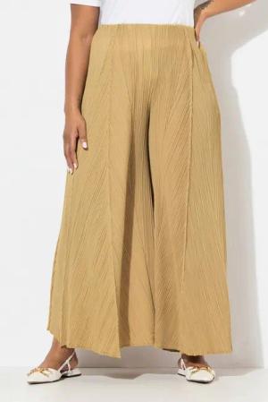 Ulla Popken Schlupfhose Plissee-Hose Biesen weites Bein Elastikbund